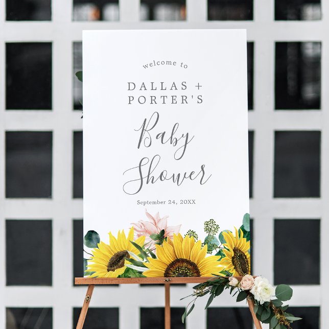 Rustic Sunflower Eucalyptus Baby Shower Welcome Foam Board (Creator Uploaded)