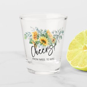 Rustic Sunflower Eucalyptus Bachelorette Party Shot Glass