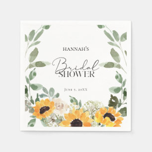 Rustic Sunflower Eucalyptus Bridal Shower Napkins