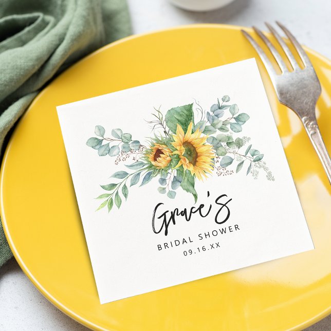 Rustic Sunflower Eucalyptus Bridal Shower Paper Napkins (Rustic Sunflower Eucalyptus Bridal Shower Paper Napkins)