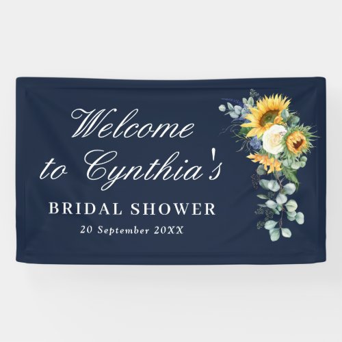 rustic sunflower eucalyptus bridal shower welcome banner