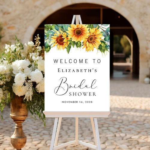 Rustic Sunflower Eucalyptus Bridal Shower Welcome Foam Board