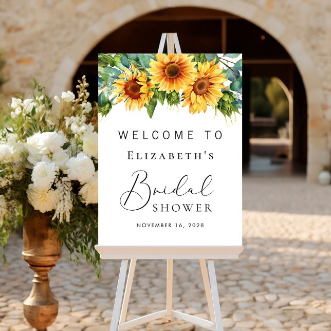 Rustic Sunflower Eucalyptus Bridal Shower Welcome Foam Board (Creator Uploaded)