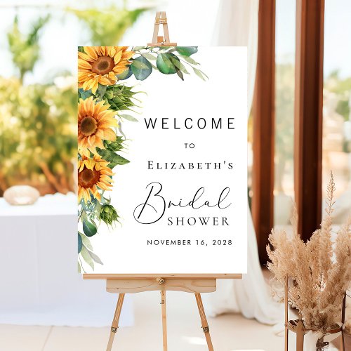 Rustic Sunflower Eucalyptus Bridal Shower Welcome Foam Board