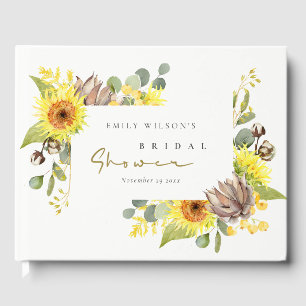 RUSTIC SUNFLOWER EUCALYPTUS FLORAL BRIDAL SHOWER GUEST BOOK