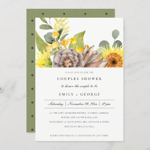 RUSTIC SUNFLOWER EUCALYPTUS FLORAL COUPLES SHOWER INVITATION