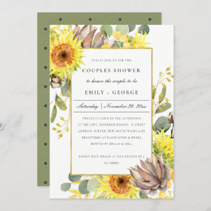 RUSTIC SUNFLOWER EUCALYPTUS FLORAL COUPLES SHOWER INVITATION