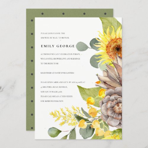 RUSTIC SUNFLOWER EUCALYPTUS FLORAL SHOWER BY MAIL INVITATION