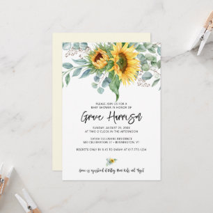 Rustic Sunflower Eucalyptus Greenery Baby Shower Invitation