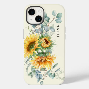 Rustic Sunflower Eucalyptus Greenery Personalized Case-Mate iPhone 14 Case