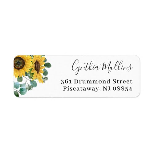 Rustic Sunflower Eucalyptus Leaves Return Address Label - Rustic Sunflower Eucalyptus Leaves Return Address Label. 
(1) For further customization, please click the "customize further" link and use our design tool to modify this template. 
(2) If you need help or matching items, please contact me.