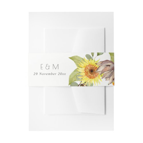 RUSTIC SUNFLOWER EUCALYPTUS PINE FLORAL WEDDING INVITATION BELLY BAND