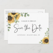 Rustic Sunflower Eucalyptus Save the Date Announcement Postcard (Front/Back)