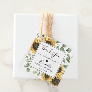 Rustic Sunflower Eucalyptus Thank You Favor Tags
