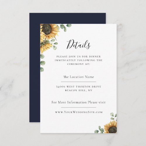 Rustic Sunflower Eucalyptus Wedding Details Invitation