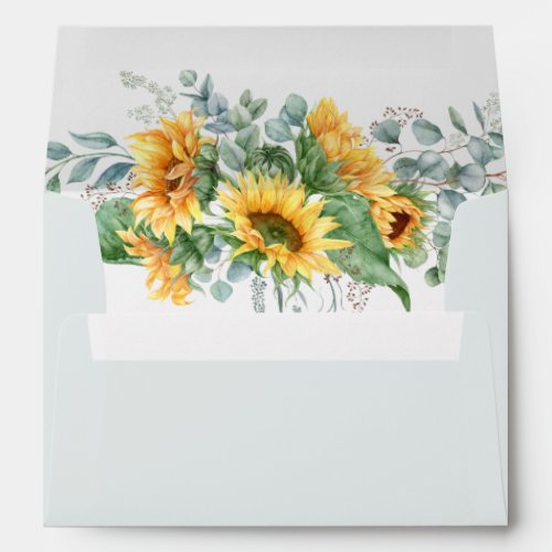 Rustic Sunflower Eucalyptus Wedding Envelope