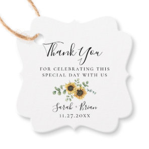 Rustic Sunflower Eucalyptus Wedding Favor Tags