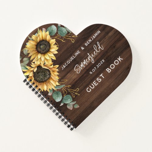 Rustic Sunflower Eucalyptus Wedding Guest Book