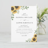 Rustic Sunflower Eucalyptus Wedding Invitation (Standing Front)