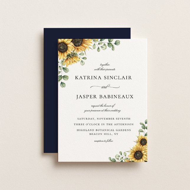 Rustic Sunflower Eucalyptus Wedding Invitation (Creator Uploaded)