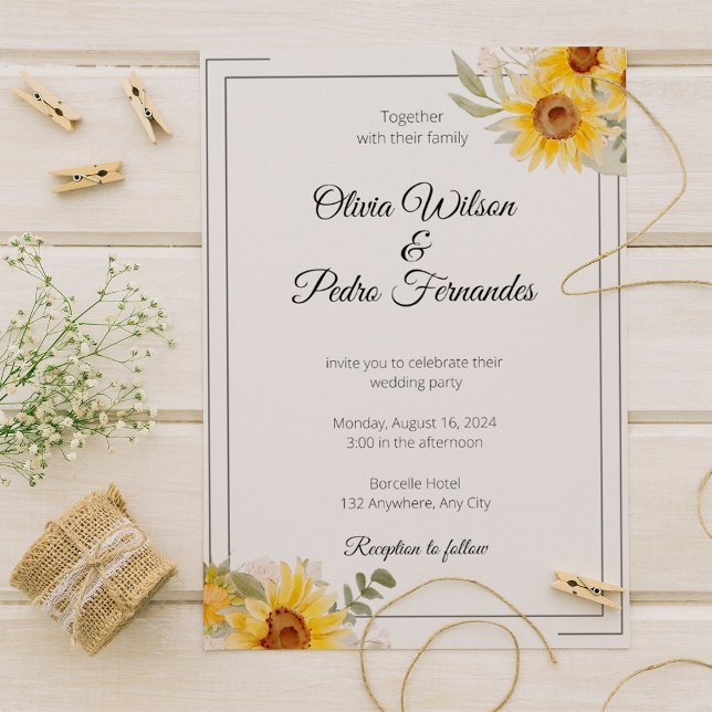 Rustic Sunflower Eucalyptus Wedding Invitation (Creator Uploaded)