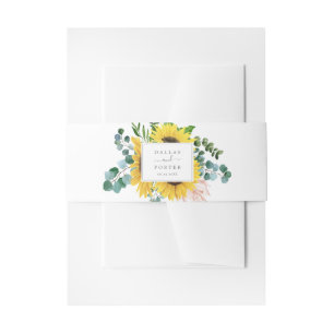 Rustic Sunflower Eucalyptus Wedding Invitation Belly Band