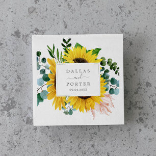 Rustic Sunflower Eucalyptus Wedding Napkins