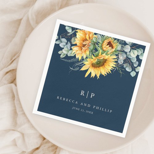 Rustic Sunflower Eucalyptus Wedding  Napkins