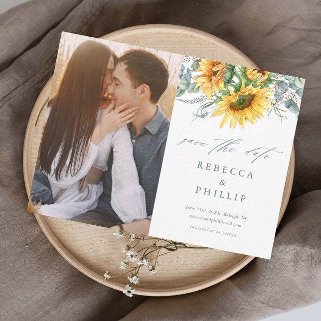 Rustic Sunflower Eucalyptus Wedding Save The Date (Creator Uploaded)