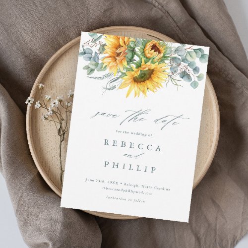 Rustic Sunflower Eucalyptus Wedding Save The Date