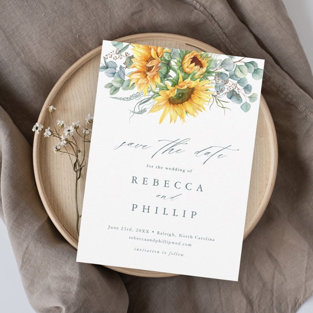 Rustic Sunflower Eucalyptus Wedding Save The Date (Creator Uploaded)