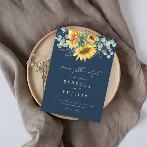 Rustic Sunflower Eucalyptus Wedding Save The Date Magnetic Invitation