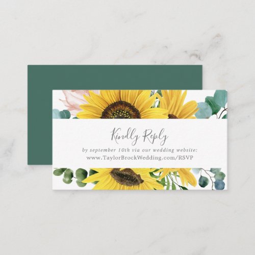 Rustic Sunflower Eucalyptus Wedding Website RSVP Enclosure Card