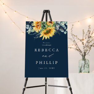 Rustic Sunflower Eucalyptus Wedding Welcome Foam Board