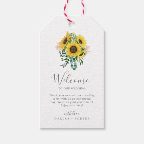 Rustic Sunflower Eucalyptus Wedding Welcome Gift Tags