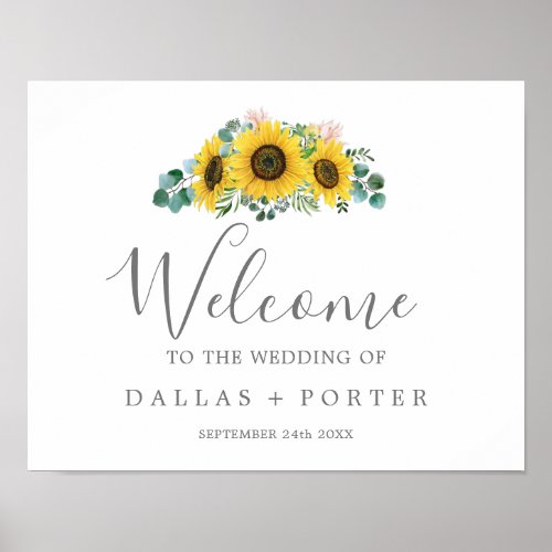 Rustic Sunflower Eucalyptus Wedding Welcome Poster