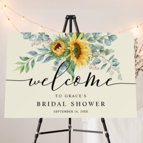 Rustic Sunflower Eucalyptus Welcome Bridal Shower Foam Board