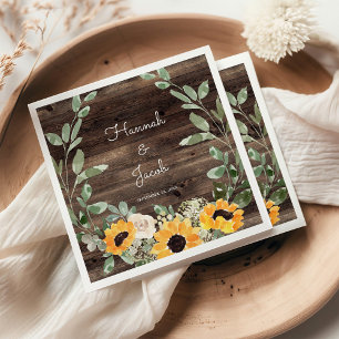 Rustic Sunflower Eucalyptus Wood Napkins