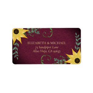 Rustic Sunflower Eucalyptus Wood Return Address Label