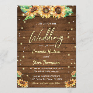 Rustic Sunflower Fall Autumn Summer Chic Wedding Invitation