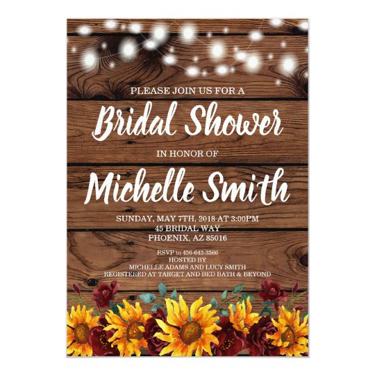 Rustic Sunflower Fall Bridal Shower Invitation 