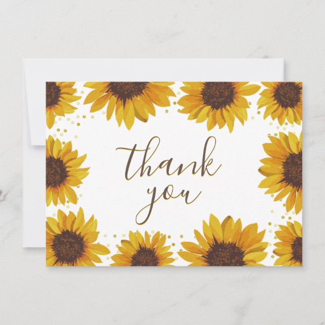 Rustic Sunflower Fall Bridal Shower Thank You (Front)