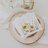 Rustic Sunflower Fall Wedding Cocktail Napkins