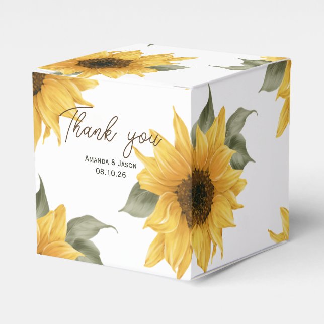 Rustic Sunflower, fall wedding Favor Boxes (Front Side)