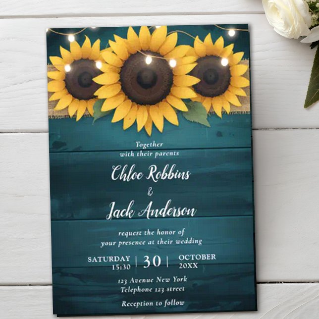 Rustic Sunflower Fall Wedding Floral Wedding Invitation (Creator Uploaded)