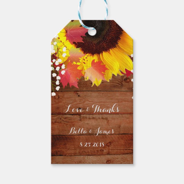 Rustic Sunflower Fall Wedding Gift Tags (Front)