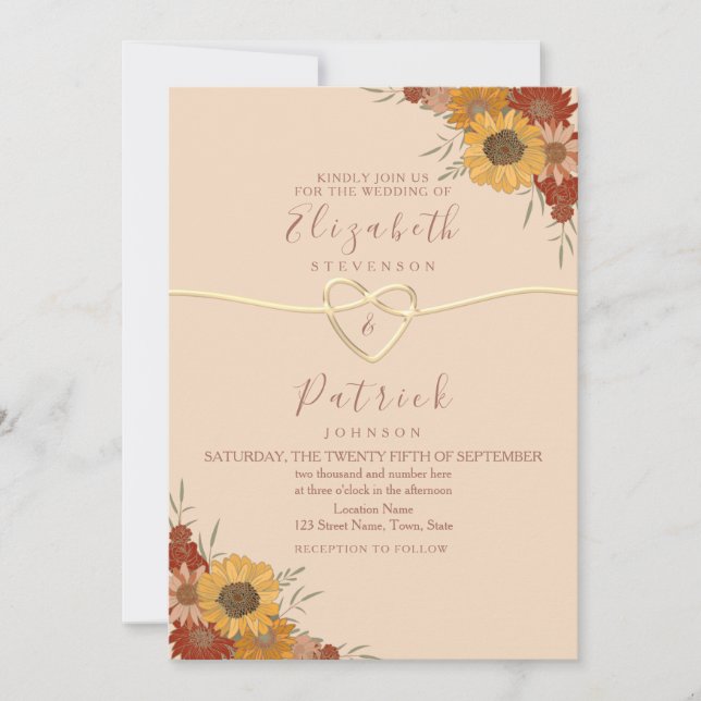 Rustic Sunflower Fall Wedding Invitation (Front)