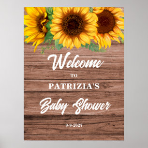 Rustic Sunflower Fall Welcome Baby Shower  Poster