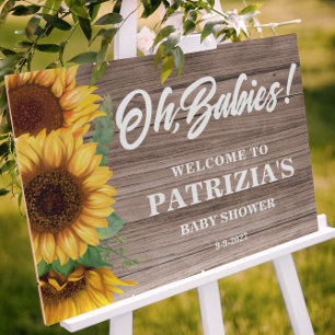 Rustic Sunflower Fall Welcome Oh Babies Shower Foam Board