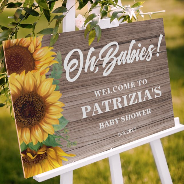 Rustic Sunflower Fall Welcome Oh Babies Shower Foam Board (Creator Uploaded)